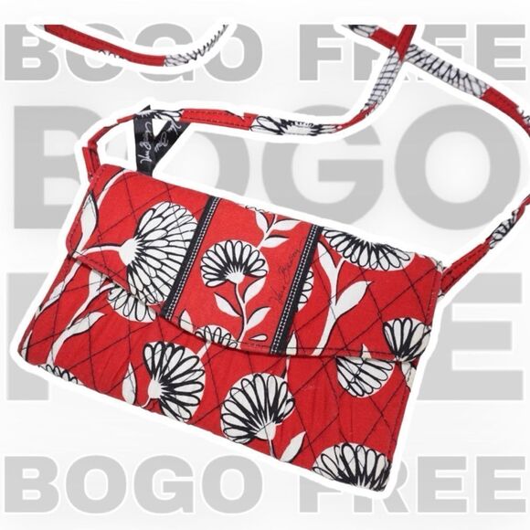 Vera Bradley BOGO FREE SALE Deco Daisy Red & White Floral Crossbody Wallet - Picture 1 of 9
